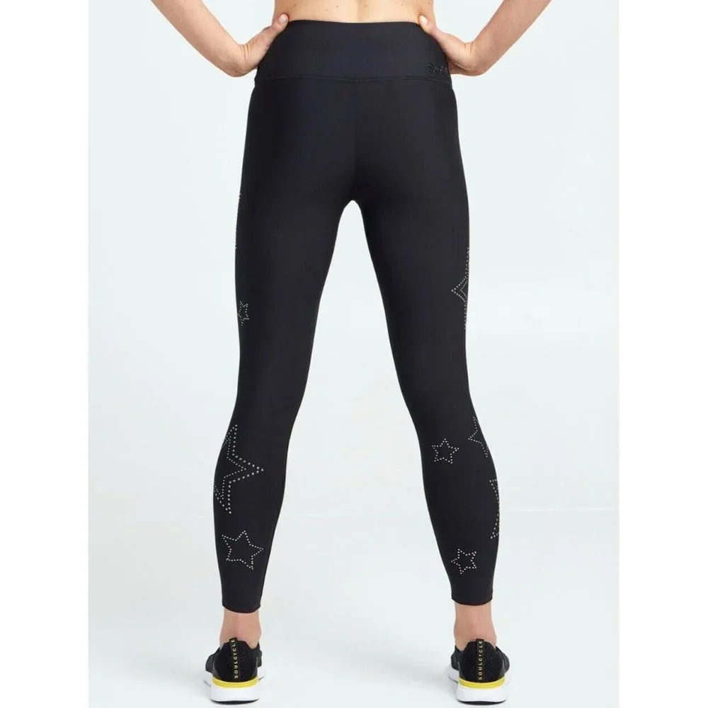 NEW SOUL by SOULCYCLE SOUL Black‎ Star Studded Leggings 7/8 Length  sz.XS